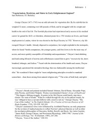 Simon Brown — Robinson 2016 Vegetarianism, Mysticism, and Matter in Early Enlightenment England