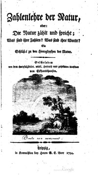 Karl von Eckartshausen — Zahlenlehre der Natur