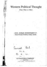 Amal Kumar Mukhopadhyay — Western Political Thought from Plato to Marx