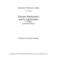 Kenneth H. Rosen — Instructor's Resource Guide for Discrete Mathematics and Its Applications (2012)