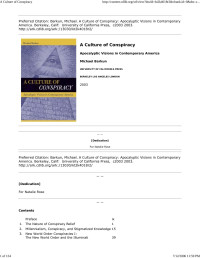 Barkun, Michael — A Culture of Conspiracy