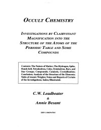 Annie Besant — Occult Chemistry