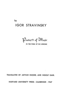 igor stravinsky — poetics of music