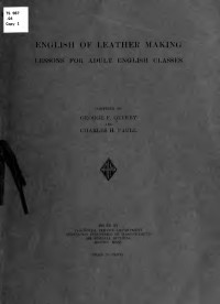 Quimby, George F, comp — English of leather making;