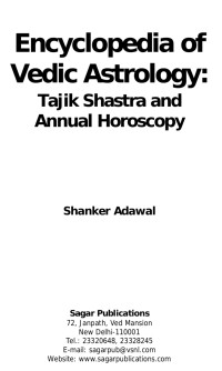 Adawal, Shanker — Tajik, Shastra and Annual Horoscopy