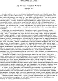 Frances Hodgson Burnett — One Day At Arle