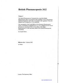 BP Committee  — British Pharmacopeia 2022 Vol 1