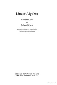 Richard Kaye, Robert Wilson — Linear Algebra