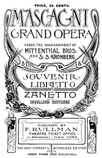 Unknown — Zanetto; and Cavalleria Rusticana