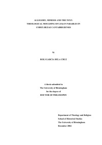 Roli G. dela Cruz — Allegory, mimesis and the text : theological moulding of Lukan parables in Codex Bezae Cantabrigiensis