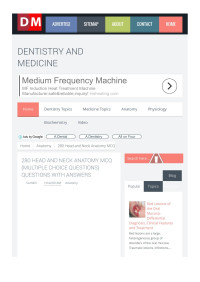 Unknown — 280 Head and Neck Anatomy MCQ (Multiple Choice Questions) Questions with Answers ~ Dentistry and Medicine