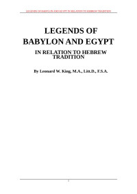 geal — LEGENDS OF BABYLON AND EGYPT IN RELATION TO HEBREW TRADITION By Leonard W
