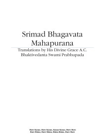 His Divine Grace A C Bhaktivedänta Swami Prabhupäda — Srimad Bhagavata Mahapurana