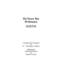 Mathers/Crowley — Lesser Key of Solomon -- Goetia