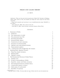 J. S. Milne — Fields and Galois Theory