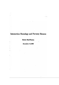 Robert MacPherson — Intersection homology and perverse sheaves