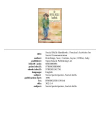 Sue Hutchings — The Social Skills Handbook