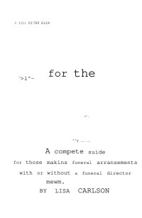 Carlson, Lisa, 1938- — Caring for the dead : your final act of love
