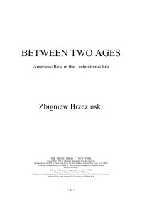 Zbigniew Brzezinski — Between Two Ages