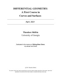Theodore Shifrin — Differential Geometry. A First Course in Curves and Surfaces 2021