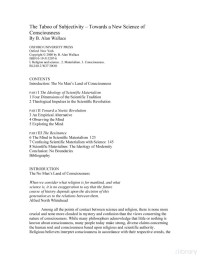 B. Alan Wallace — The Taboo of subjectivity