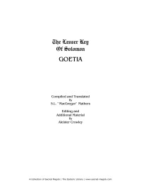 Sacred Magick — Lesser Key of Solomon -- Goetia