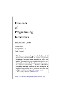 Elements of Programming Interviews | Adnan Aziz, Tsung-Hsien Lee, Amit ...