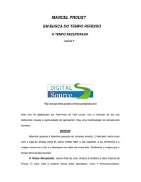 Marcel Proust — Em Busca do Tempo Perdido #7 - O Tempo Recuperado