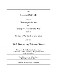 Art D'Adamo, dadamo@voicenet.com — "The Spiritual Guide" by Molinos (1675)