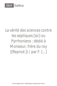 Marin Mersenne — La vérité des sciences (Truth of the Sciences)