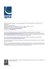 Theda Skocpol — APSA Presidential Address: Voice and Inequality: The Transformation of American Civic Democracy