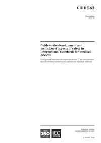 ISO — ISO/IEC Guide 63:2019 E Guide to the development and inclusion of aspects of safety in International Standards for medical devices