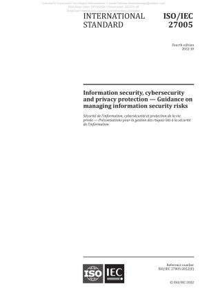 Iso Iec 27005:2022﻿ Information Security, Cybersecurity And Privacy 